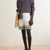 Straight-Leg Logo-Appliquéd Striped Crocheted Cotton Drawstring Shorts - OU