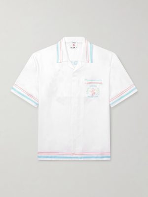 Dance Joy Camp-Collar Printed Silk-Twill Shirt