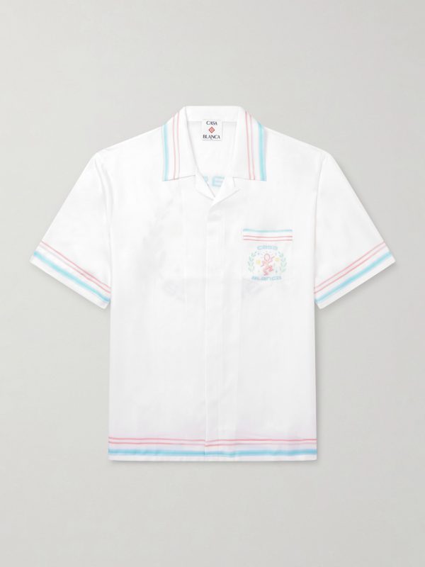 Dance Joy Camp-Collar Printed Silk-Twill Shirt Dance Joy Camp-Collar Printed Silk-Twill Shirt