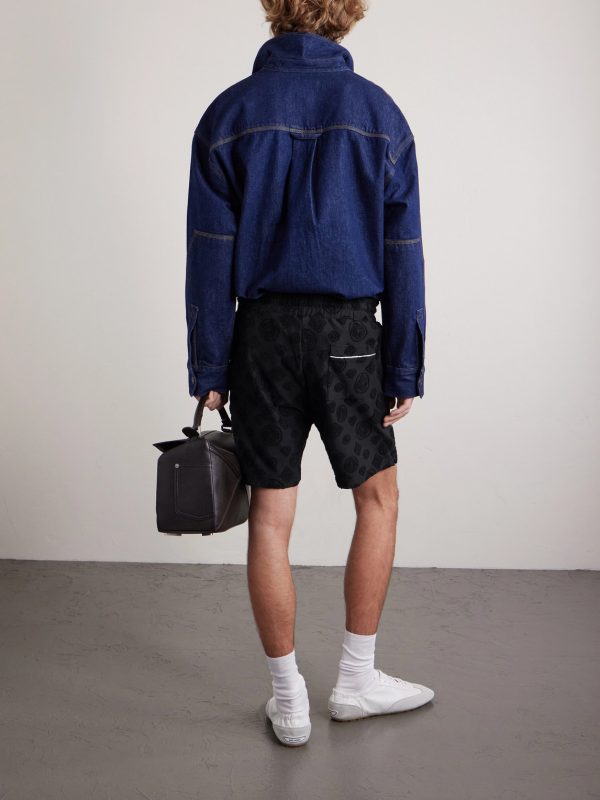 Straight-Leg Logo-Appliquéd Cotton-Blend Terry-Jacquard Shorts - BK Straight-Leg Logo-Appliquéd Cotton-Blend Terry-Jacquard Shorts - BK