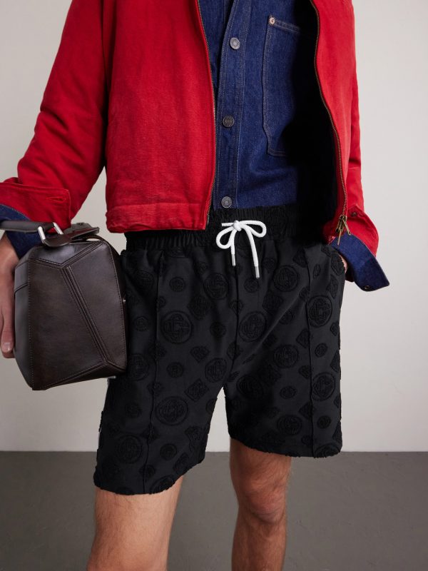 Straight-Leg Logo-Appliquéd Cotton-Blend Terry-Jacquard Shorts - CU Straight-Leg Logo-Appliquéd Cotton-Blend Terry-Jacquard Shorts - CU