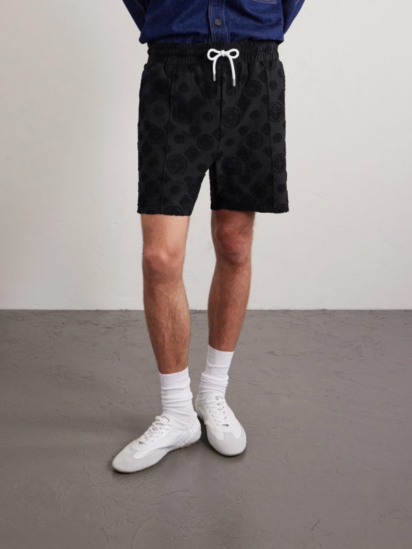 Straight-Leg Logo-Appliquéd Cotton-Blend Terry-Jacquard Shorts - FR Straight-Leg Logo-Appliquéd Cotton-Blend Terry-Jacquard Shorts - FR