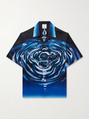 Camp-Collar Printed Silk Shirt
