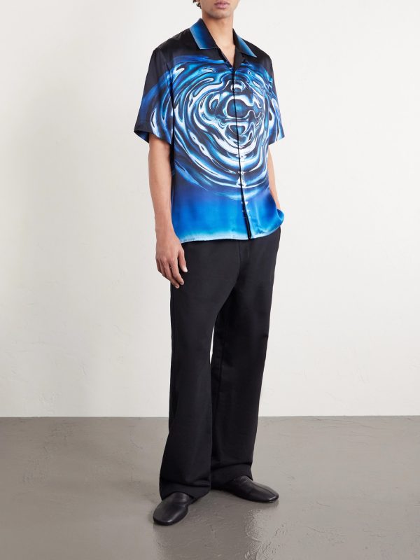 Camp-Collar Printed Silk Shirt - OU Camp-Collar Printed Silk Shirt - OU