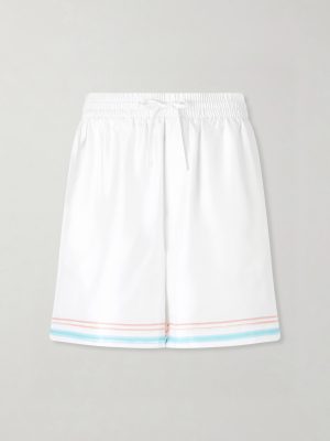 Dance Joy Straight-Leg Striped Silk-Twill Shorts