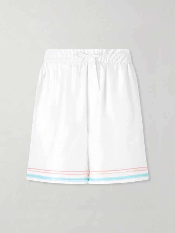 Dance Joy Straight-Leg Striped Silk-Twill Shorts Dance Joy Straight-Leg Striped Silk-Twill Shorts
