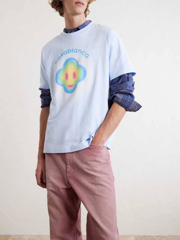 Airbrush Smiley Logo-Print Organic Cotton-Jersey T-Shirt - FR Airbrush Smiley Logo-Print Organic Cotton-Jersey T-Shirt - FR
