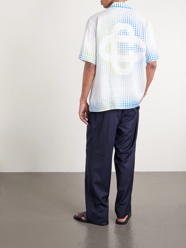 Dots Camp-Collar Printed Linen Shirt - BK Dots Camp-Collar Printed Linen Shirt - BK
