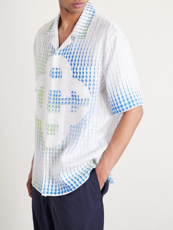 Dots Camp-Collar Printed Linen Shirt - CU Dots Camp-Collar Printed Linen Shirt - CU