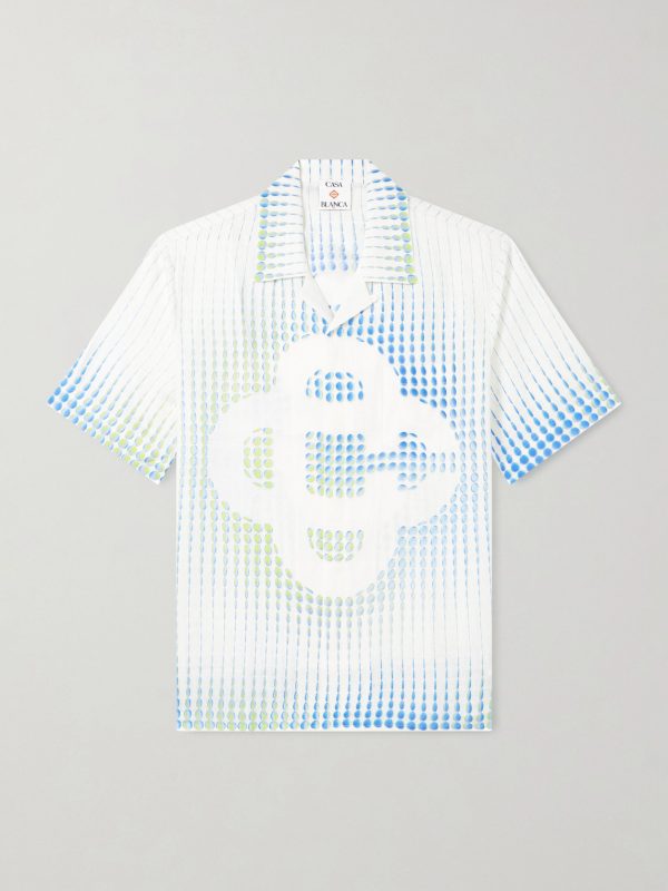 Dots Camp-Collar Printed Linen Shirt Dots Camp-Collar Printed Linen Shirt