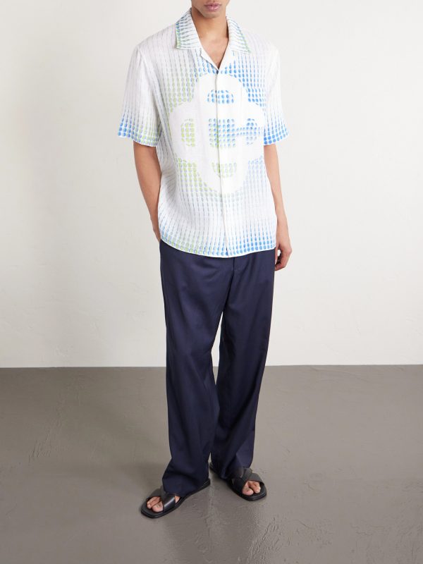 Dots Camp-Collar Printed Linen Shirt - OU Dots Camp-Collar Printed Linen Shirt - OU