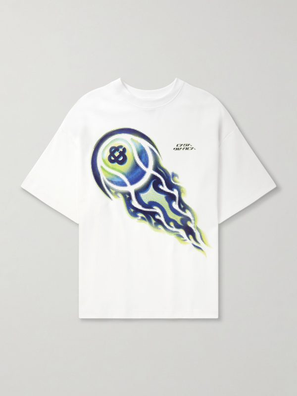Flaming Tennis Ball Oversized Printed Cotton-Blend Jersey T-Shirt Flaming Tennis Ball Oversized Printed Cotton-Blend Jersey T-Shirt