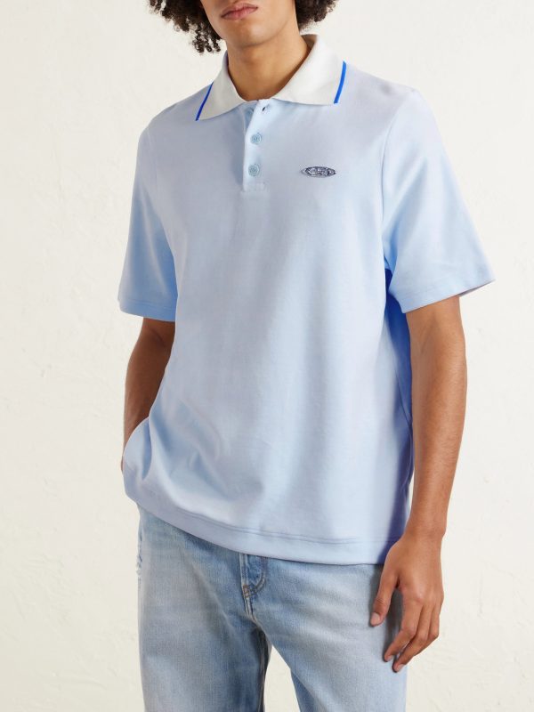 Logo-Appliquéd Cotton-Blend Velour Polo Shirt - FR Logo-Appliquéd Cotton-Blend Velour Polo Shirt - FR