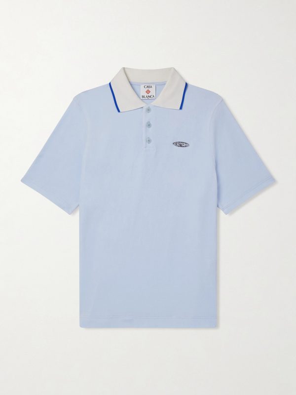 Logo-Appliquéd Cotton-Blend Velour Polo Shirt Logo-Appliquéd Cotton-Blend Velour Polo Shirt