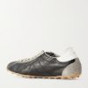 Sprinters Distressed Suede-Trimmed Leather Sneakers - BK Sprinters Distressed Suede-Trimmed Leather Sneakers - BK