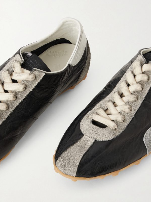 Sprinters Distressed Suede-Trimmed Leather Sneakers - CU Sprinters Distressed Suede-Trimmed Leather Sneakers - CU