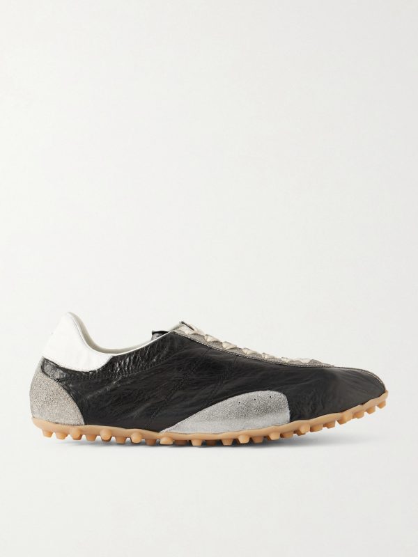 Sprinters Distressed Suede-Trimmed Leather Sneakers Sprinters Distressed Suede-Trimmed Leather Sneakers