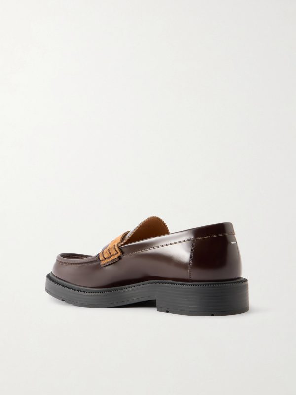Décortiqué Suede-Trimmed Leather Loafers - BK Décortiqué Suede-Trimmed Leather Loafers - BK