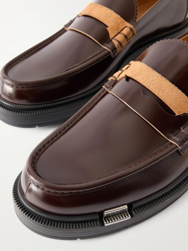 Décortiqué Suede-Trimmed Leather Loafers - CU Décortiqué Suede-Trimmed Leather Loafers - CU