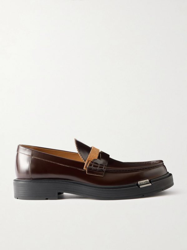 Décortiqué Suede-Trimmed Leather Loafers Décortiqué Suede-Trimmed Leather Loafers