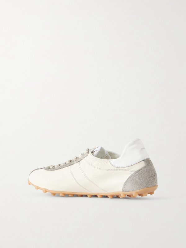 Sprinters Distressed Suede-Trimmed Leather Sneakers - BK Sprinters Distressed Suede-Trimmed Leather Sneakers - BK