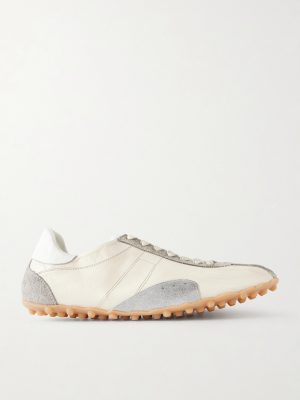 Sprinters Distressed Suede-Trimmed Leather Sneakers