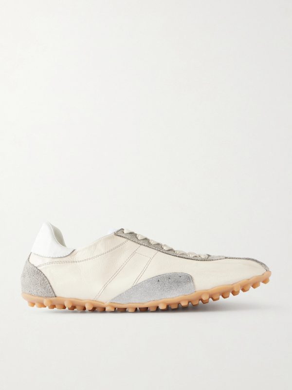 Sprinters Distressed Suede-Trimmed Leather Sneakers Sprinters Distressed Suede-Trimmed Leather Sneakers