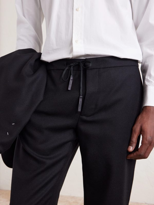 Slim-Fit Virgin Wool-Twill Drawstring Trousers - CU