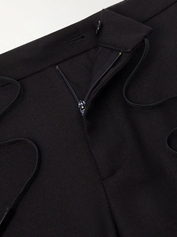 Slim-Fit Virgin Wool-Twill Drawstring Trousers - E1