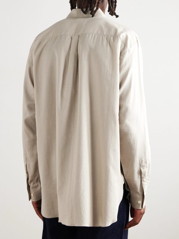 Oversized Cotton and Silk-Blend Twill Shirt - BK Oversized Cotton and Silk-Blend Twill Shirt - BK