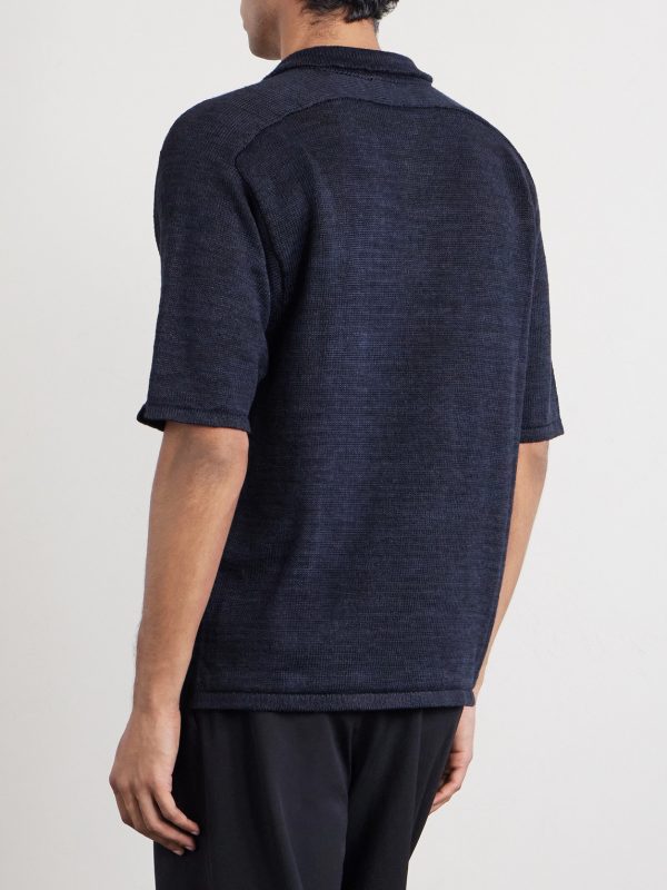 Knitted Linen Polo Shirt - BK