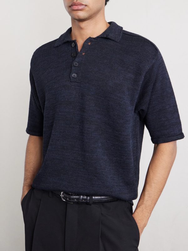 Knitted Linen Polo Shirt - FR