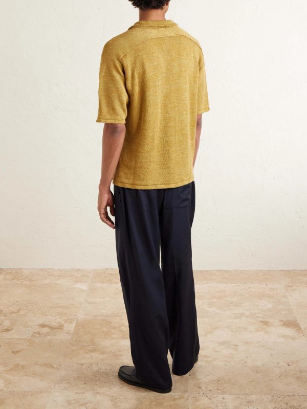 Knitted Linen Polo Shirt - BK Knitted Linen Polo Shirt - BK