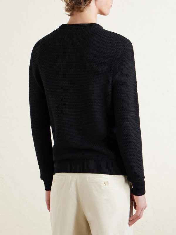 Caoladóir Basketweave Textured Cotton and Cashmere-Blend Sweater - BK