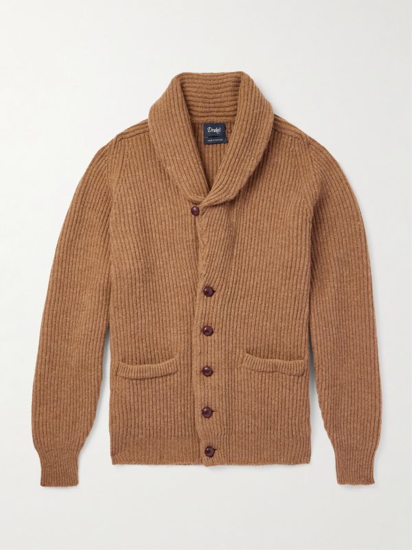 Slim-Fit Shawl-Collar Ribbed Wool Cardigan Slim-Fit Shawl-Collar Ribbed Wool Cardigan