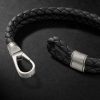 Braided Leather and Sterling Silver Bracelet - CU