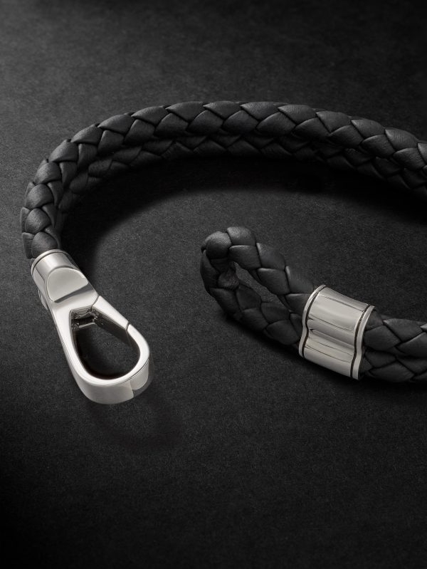 Braided Leather and Sterling Silver Bracelet - CU
