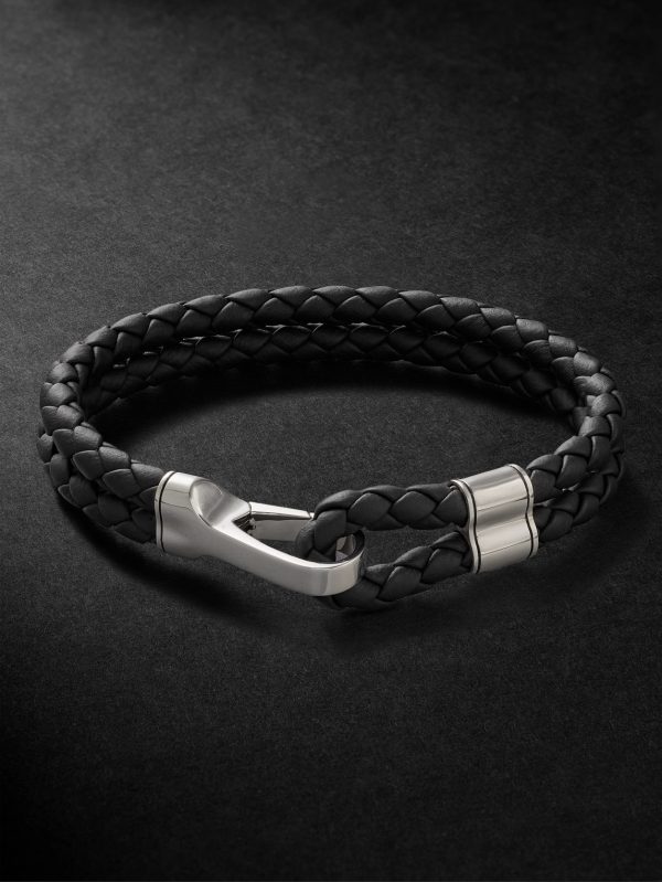 Braided Leather and Sterling Silver Bracelet