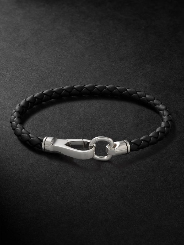Braided Leather and Sterling Silver Bracelet