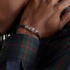 Braided Leather and Sterling Silver Bracelet - OU