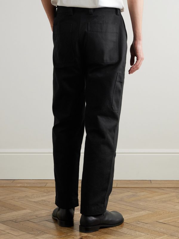 + Aaron Levine Denver Tapered Cotton-Canvas Trousers - BK + Aaron Levine Denver Tapered Cotton-Canvas Trousers - BK