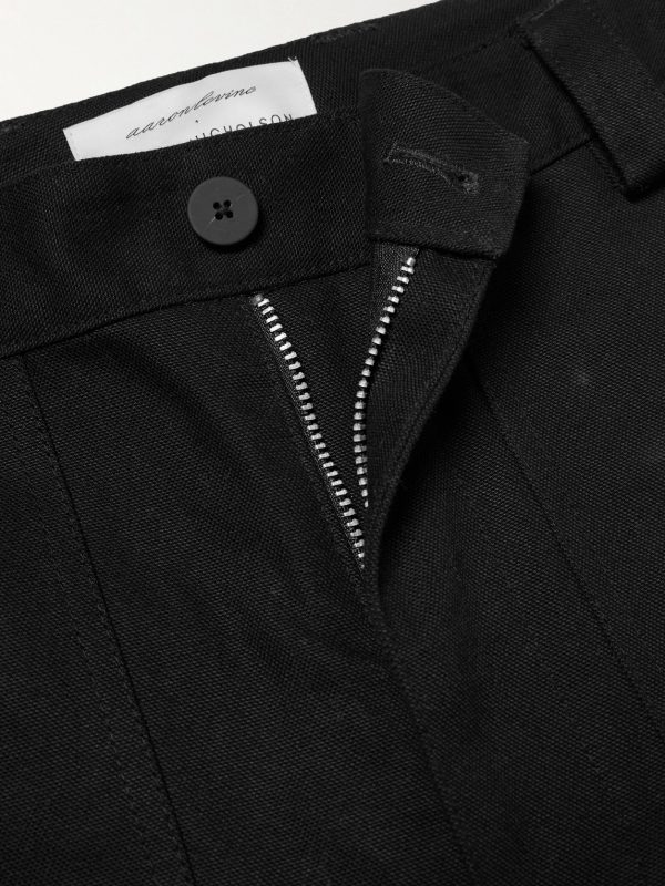 + Aaron Levine Denver Tapered Cotton-Canvas Trousers - E1 + Aaron Levine Denver Tapered Cotton-Canvas Trousers - E1