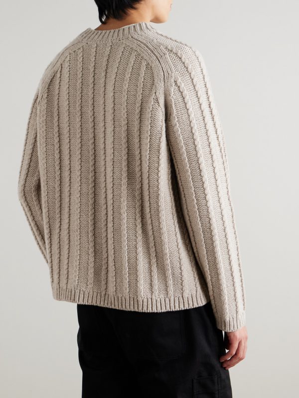 + Aaron Levine Sussex Cable-Knit Virgin Wool Sweater - BK