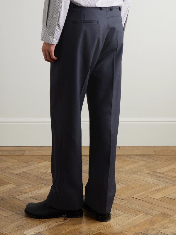 + Aaron Levine Selby Straight-Leg Pleated Wool Trousers - BK