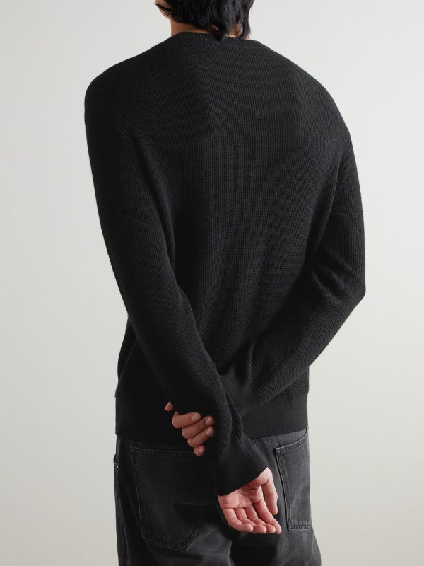 + Aaron Levine Portland Waffle-Knit Merino Wool and Cashmere-Blend - BK + Aaron Levine Portland Waffle-Knit Merino Wool and Cashmere-Blend - BK