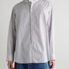 + Aaron Levine Nick Grandad-Collar Striped Cotton Shirt - FR