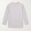+ Aaron Levine Nick Grandad-Collar Striped Cotton Shirt