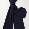 Ribbed Cashmere Beanie and Scarf Set Ribbed Cashmere Beanie and Scarf Set