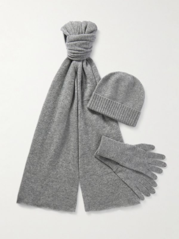 Cashmere Scarf, Beanie and Gloves Set Cashmere Scarf, Beanie and Gloves Set