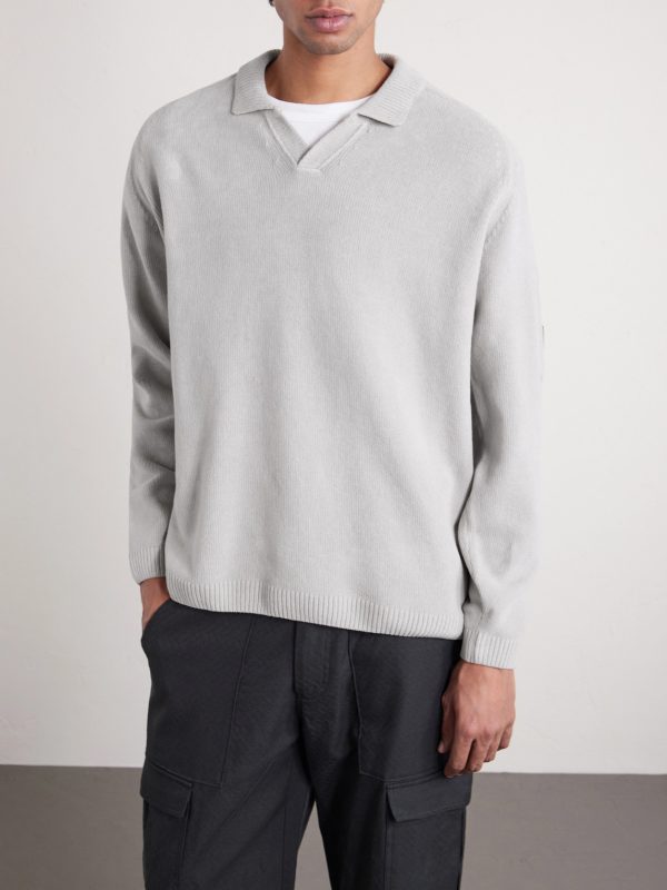 Cotton-Chenille Polo Sweater - FR Cotton-Chenille Polo Sweater - FR